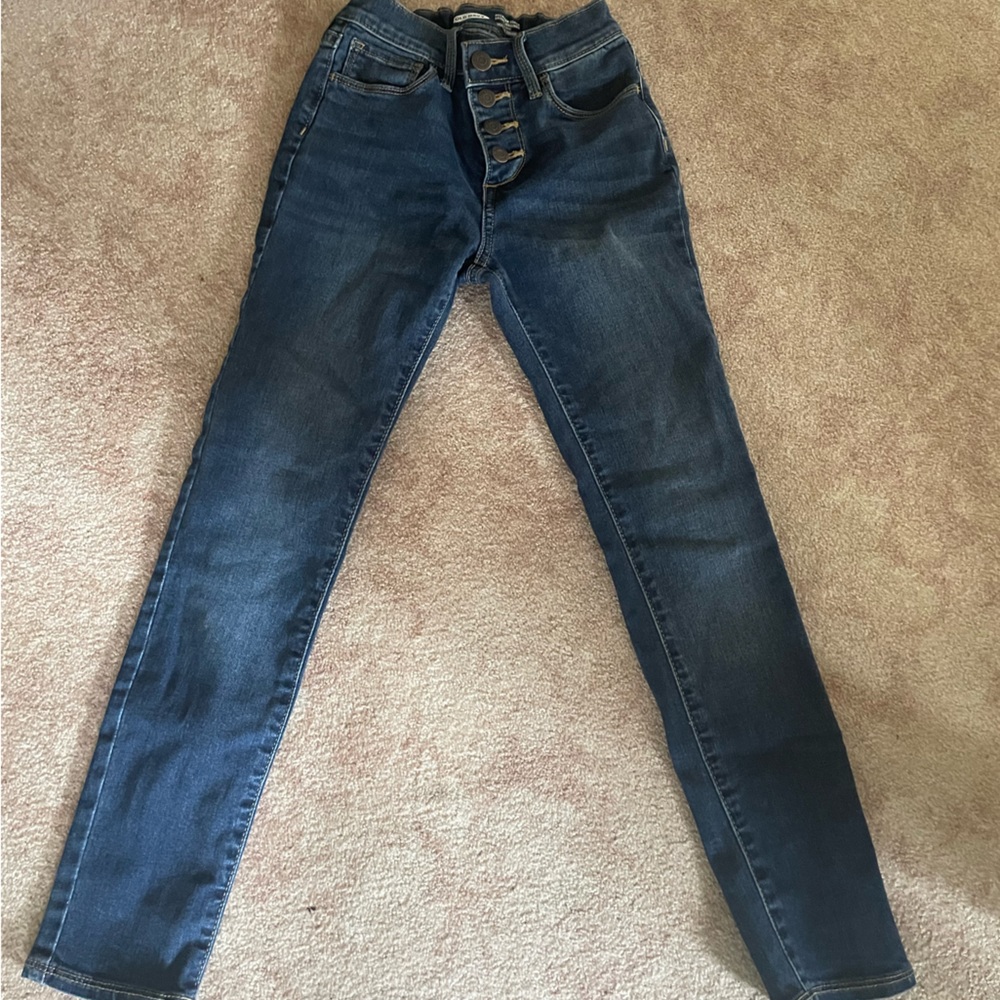 Old Navy rockstar built tough jegging button fly dark wash girls 8